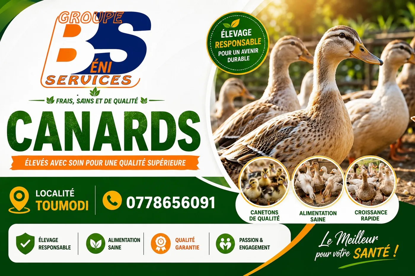 Canards de la ferme Groupe Béni Services